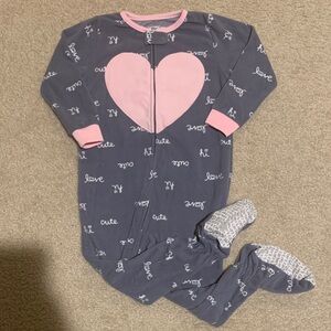 Pink and Gray Heart Kids Pajamas